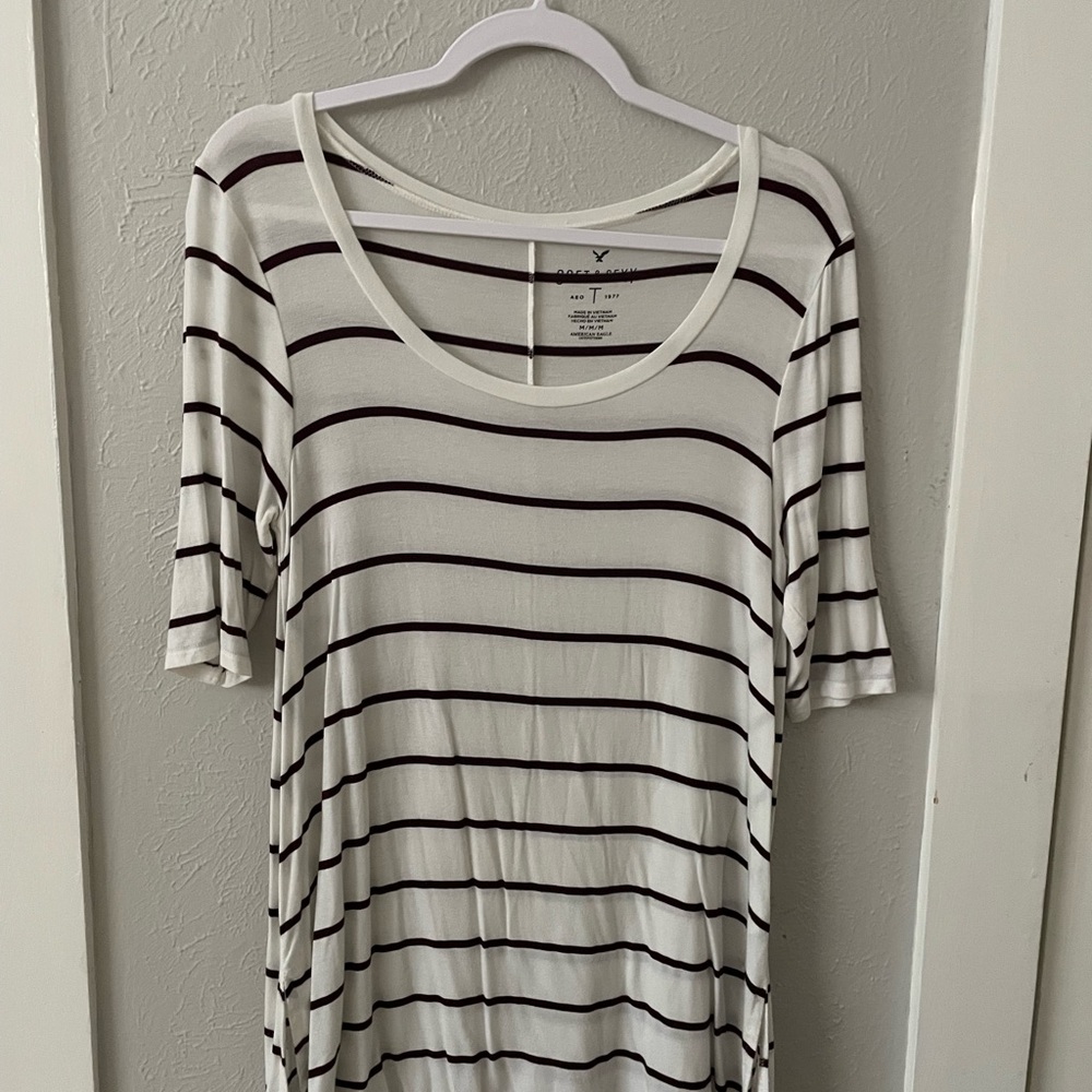 Women's Striped Top - Maroon and White